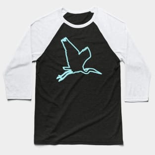 80s Retro Neon Sign Blue Heron Bird Baseball T-Shirt